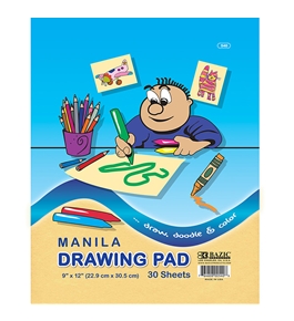 BAZIC 30 Ct. 9 X 12 Manila Drawing Pad