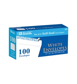 BAZIC #6 3/4 Self-Seal White Envelope (100/Pack)