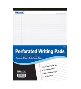 BAZIC 50 Ct. 8.5 X 11.75 White Perforated Writing Pad