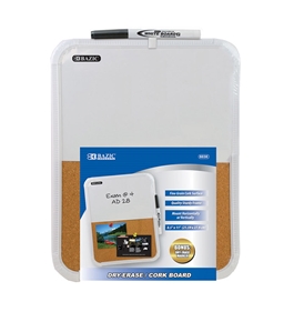BAZIC 8.5 X 11 Dry Erase / Cork Combo Board with Marker