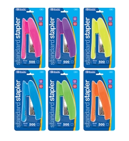 BAZIC Bright Color Standard (26/6) Stapler with 500 Ct. Staples