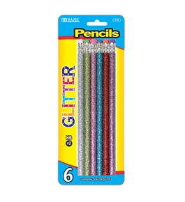BAZIC Metallic Glitter Wood Pencil with Eraser (6/Pack)