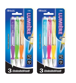 BAZIC Lumiere 0.7 mm Mechanical Pencil with Grip (3/Pack)