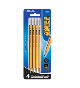 BAZIC Yellow 0.9mm 2B Mechanical Pencil (4/Pack)