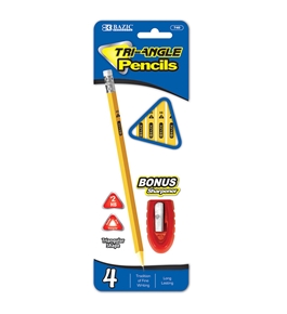 BAZIC 4 #2 Triangle Yellow Pencil with Sharpener