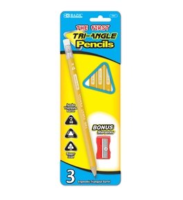 BAZIC 3 #2 The First Triangle Jumbo Yellow Pencil with Sharpener
