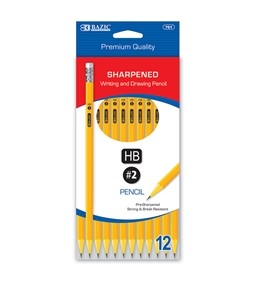 BAZIC Pre-Sharpened #2 Premium Yellow Pencil (12/Pack)