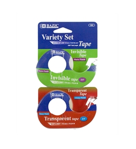 BAZIC 3/4 X 600 Invisible & Transparent Tape Variety Set (2/Pack)