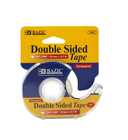 BAZIC 3/4 X 500 Double Sided Permanent Tape with Dispenser