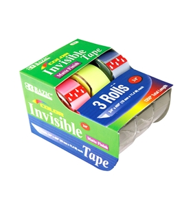 BAZIC 3/4 X 500 Color Invisible Tape (3/Pack)