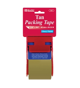 BAZIC 1.88 X 800 Tan Packing Tape with Dispenser