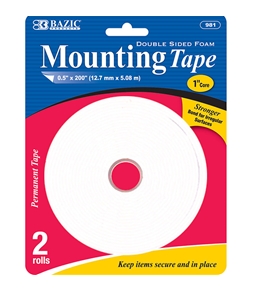 BAZIC 0.5 X 200 Double Sided Foam Mounting Tape (2/Pack)