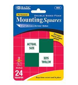 BAZIC 1 Double Sided Foam Mounting Squares (24/Pack)