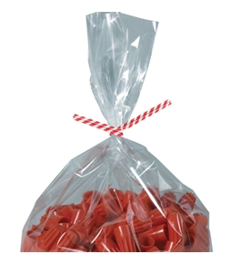 10" x 5/32" Red Candy Stripe Paper Twist Ties - PBT10CS