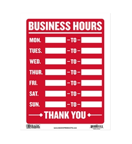 BAZIC 9 X 12 Business Hours Sign