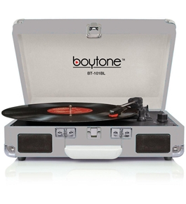 Boytone BT-101 Turntable Portable Suitcase Style Belt-Drive 3-speed with FM Radio Bu