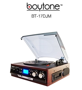 Boytone BT-17DJM-C MULTI RPM TURNTABLE WITH SD/AUX/USB/RCA/3.5mmCONNECTIVITY ENCODE VINYL, RADIO & CASSETTE TAPE TO MP3 AND ENJOY MP3 OR WMA PLAYBACK ON USB OR SD.