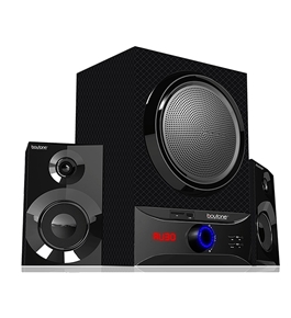 Boytone 2.1 MULTIMEDIA SPEAKER SYSTEM WITH BLUETOOTH/SD/AUX/USBCONNECTIVITY GET SERIOUS SOUNDS WITH 2500W PMPO OUTPUT FOR MUSIC, MOVIES AND GAMES BT-209FB