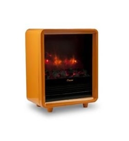 Crane Mini Fireplace Heater with Overheat Protection, Orange