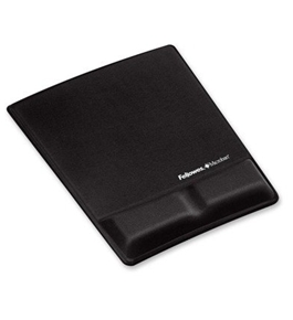 Fellowes Memory Foam Wrist Support w/Attached Mouse Pad, Black - FEL9181201