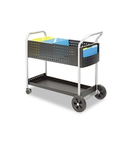 Safeco Scoot Mail Cart, 1-Shelf, 300s, 22-1/2 x 39-1/2 x 40-3/4, Black/Silver
