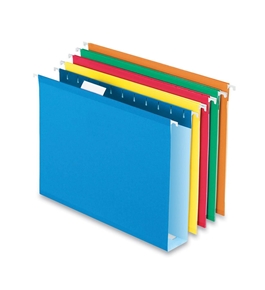 Pendaflex 4152X2ASST Extra Capacity, Letter-Size Hanging Folders with Box Bottoms, Assorted Colors, 25 per box