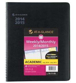 AT-A-GLANCE 2014-2015 Academic Year QuickNotes Weekly and Monthly Planner, Wirebound, Black, 8 x 9.88 Inch Page Size (76-11-05)