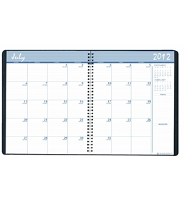 House of Doolittle 14 Month Academic Planner July 2012 to August 2013, Black Embossed Leatherette Cover - HOD26502