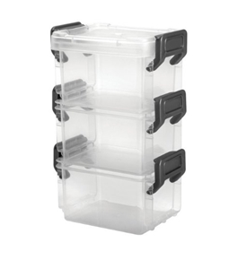IRiS Acid-Free Layered Latch Box with Buckle Snaps, Handle, Clear/Silver - LLB-6D