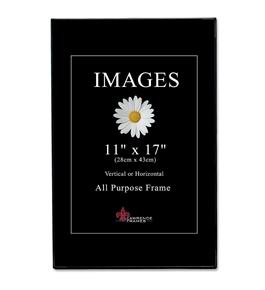 Lawrence Images Format Plastic Frame, Vertical or Horizontal 11x17 Photo, Black.
