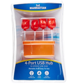 Manhattan Hi-Speed USB Hub with Flower Pot, 4 Ports, Bus Power and 1.5/12/480 Mbps - 161510