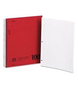 Mead 06546 Spiral Bound 1 Subject Notebook, College Rule, White, 100 Sheets