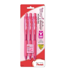 Pentel Pink Retractable Ballpoint Pen, 1.0mm