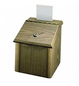 Vertiflex Products 50007 Wood Suggestion Box, Medium Oak Finish, 7-3/4W X 7-1/4D X 9-3/4H