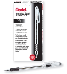 Pentel Stick Ballpoint Pen, Medium Point, 1.0 mm Translucent Barrel, Black Ink - BK91-A