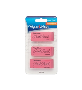 Paper Mate Pink Pearl Premium Erasers, 3 Pack, Large (70501)