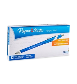 Paper Mate Flexgrip Elite Retractable Ballpoint Pens, Medium Point, Blue, 12-Pack - 85581