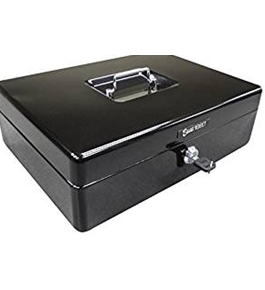 PM Company SecurIT Cash Lock Box, 9-Compartment Removable Tray, 12-1/8 x 8-3/4 x 3-3/4 Inch, Black (04804)