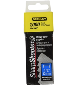 Stanley TRA708T Sharpshooter 1/2-Inch Leg Length Staples, Steel (1000 Count) 