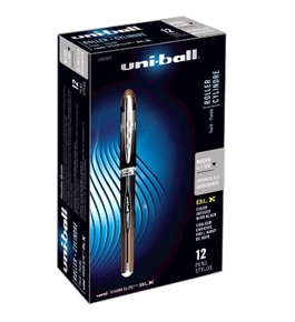 uni-ball Vision Elite BLX Series Stick Rollerball Pens, Micro Point, Brown/Black Ink, Pack of 12