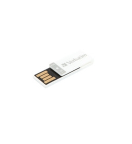 Verbatim 8GB Clip-It USB Flash Drive - White,Minimum Qty. 10 - 43933