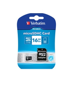 Verbatim 16GB Premium MicroSDHC Memory Card with Adapter, Class 10,Minimum Qty. 20 -44082