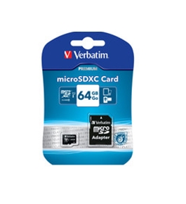 Verbatim 64GB Pro MicroSDXC Memory Card with Adapter, UHS-1 Class 10,Minimum Qty. 20 -44084