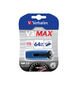 Verbatim 64GB Store 'n' Go V3 Max USB 3.0 Flash Drive - Blue,Minimum Qty. 10 -49807