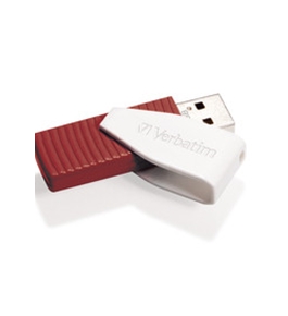 Verbatim 16GB Swivel USB Flash Drive - Red,Minimum Qty. 10 - 49814