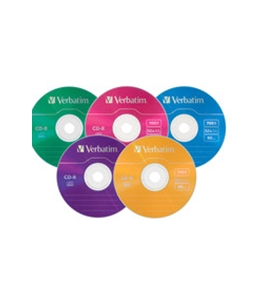 Verbatim CD-R 700MB 52X with Color Branded Surface - 25pk Slim Case, Assorted,Minimum Qty. 6 - 94611