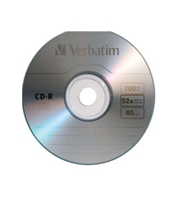 Verbatim CD-R 700MB 52X with Branded Surface - 1pk Slim Case,Minimum Qty. 100 - 94776
