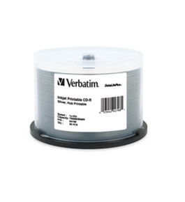Verbatim CD-R 700MB 52X DataLifePlus Silver Inkjet Printable, Hub Printable - 50pk Spindle,Minimum Qty. 5 - 94798