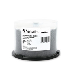 Verbatim DVD-R 4.7GB 16X DataLifePlus White Inkjet Printable, Hub Printable - 50pk Spindle,Minimum Qty. 4 - 95079