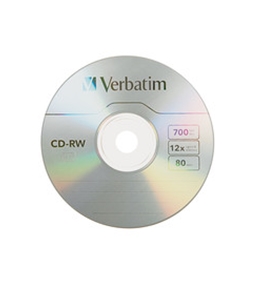 Verbatim CD-RW 700MB 4X-12X High Speed with Branded Surface - 10pk Slim Case,Minimum Qty. 8 - 95156